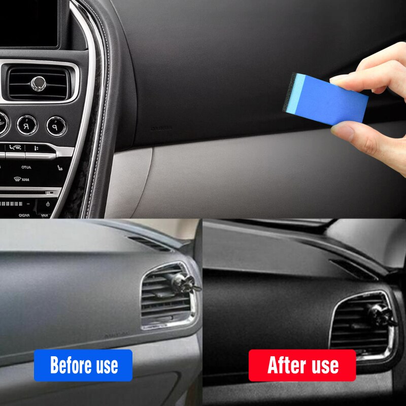 Pâte de revêtement avec éponge 10ml, Agent de rénovation de pièces en plastique de voiture, nettoyant d&#39;entretien pour tableau de bord de voiture