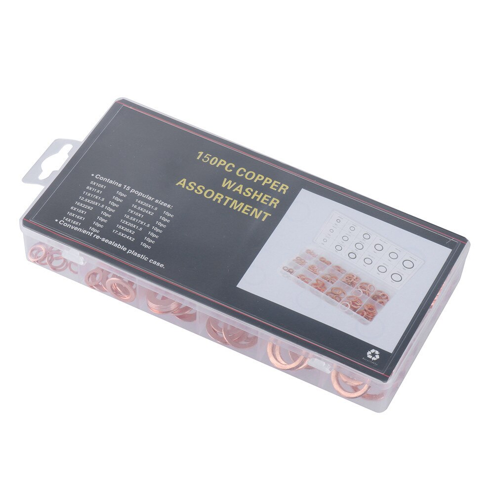 150 X Oil Drain Plug Copper Sealing O Ring Washer Assortment Car Garage Oil Drain Pan Gaskets Screws For Honda Cr-v/fit/accord/c