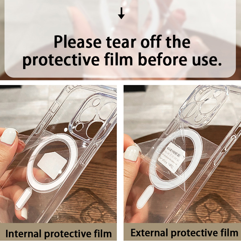 Funda transparente para carga inalámbrica Magsafe para Apple iPhone 16 15 14 13 12 11 Pro Max Plus Mini cubierta acrílica magnética a prueba de golpes