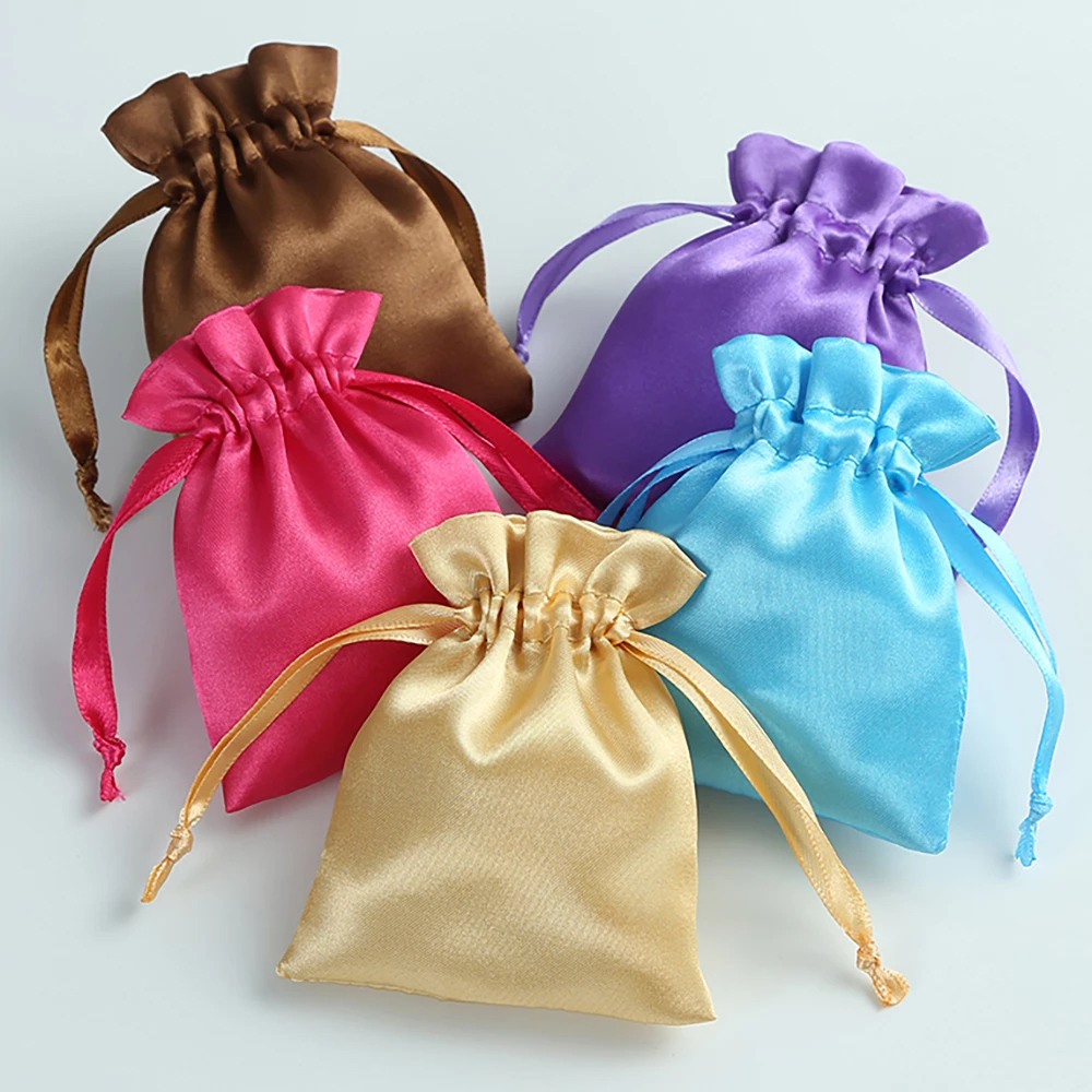 10 pièces petit sac à cordon de serrage en soie pour bijoux cheveux montre chaussures diamant perle anneau maquillage voyage emballage pochettes