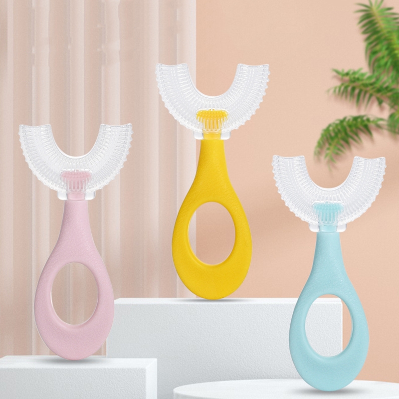 U-Shaped Toothbrush Manual Training Tooth Brush U Shape Portable Baby Silicone Toothbrush for Children Kids 2-6 Years