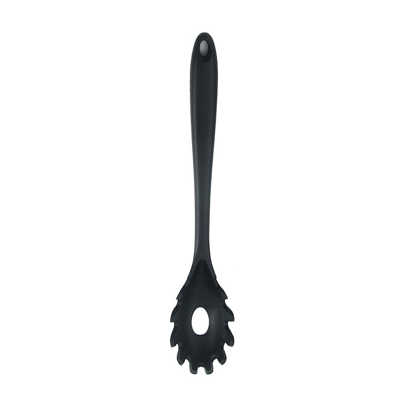 Silicone Spatula Turner Slotted spoon Ladle Spoon Spoon Spatula Spooula Spatula Basting brush Food Tongs Silicone Kitchenware: Black Pasta Fork