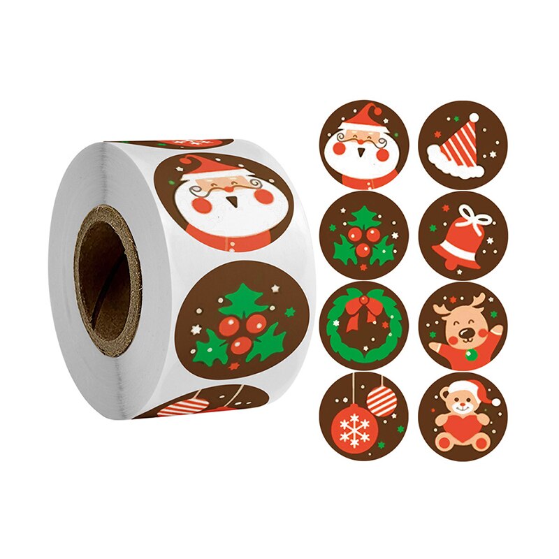 500pcs Cute Christmas Stickers Roll Santa Award For Kid Party Diary Decoration Family Label Sealing Decor Stickers: D