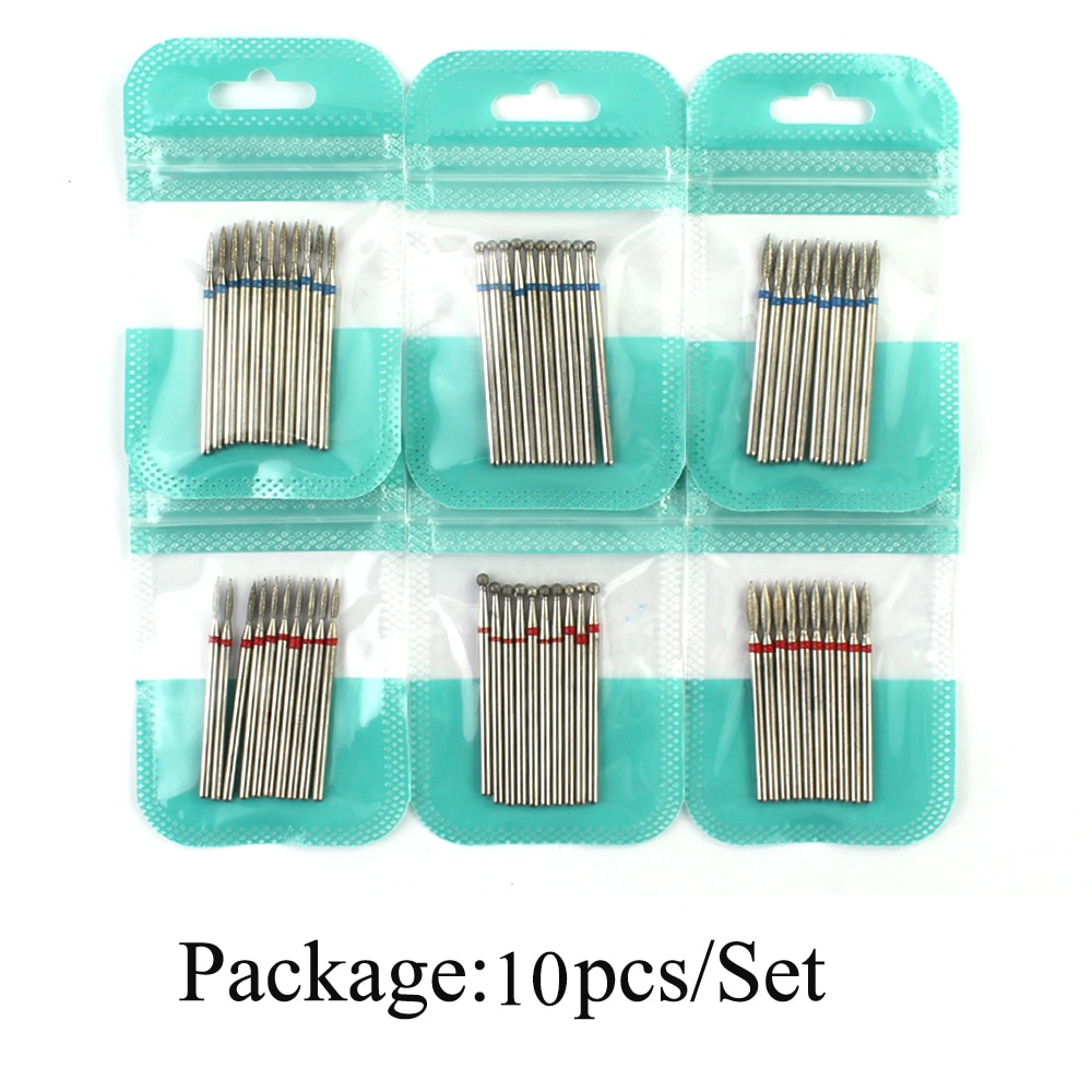 Juego de brocas de diamante para manicura, broca para uñas, Arco Iris, 10 Uds.