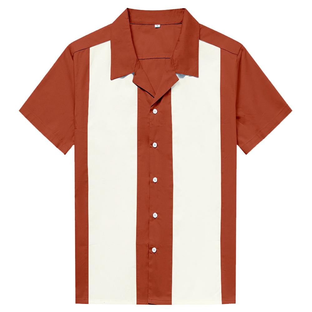 Summer Mens Short Sleeve Rock Rockabilly Shirts Cotton Vintage Green Ivory Shirts Plus Size 3XL Mens Clothing: ST108SI / L