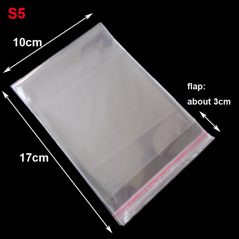 50 stk genlukkelige plastik gennemsigtige poser klar cellofan selvklæbende plast opposer pakning opbevaring poly taske: 50 stk. 10 x 17cm
