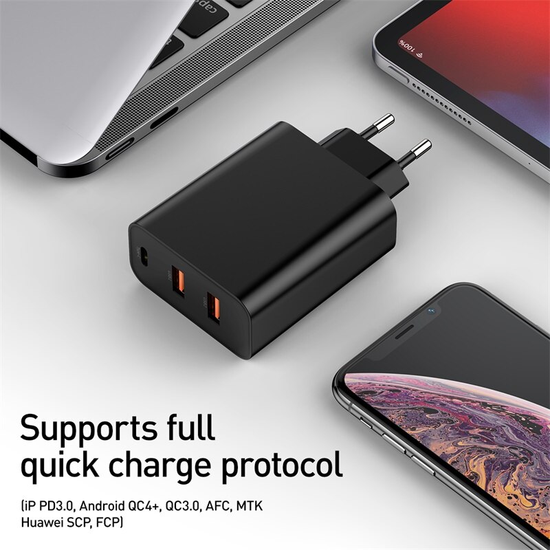 Baseus 60W Quick Charge 4.0 3.0 Multi Usb Charger Voor Iphone Samsung Ipad Pro Macbook Scp QC4.0 QC3.0 Qc type C Pd Fast Charger