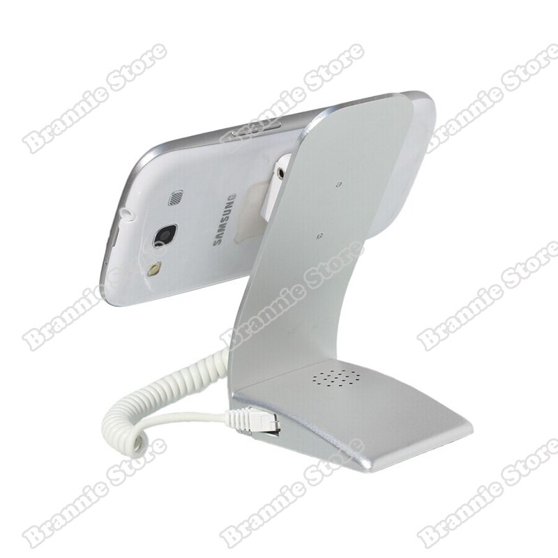 Mobiltelefon butik säkerhet stöldskydd display larm varning stativ hållare hylla med laddare larm aluminium stativ