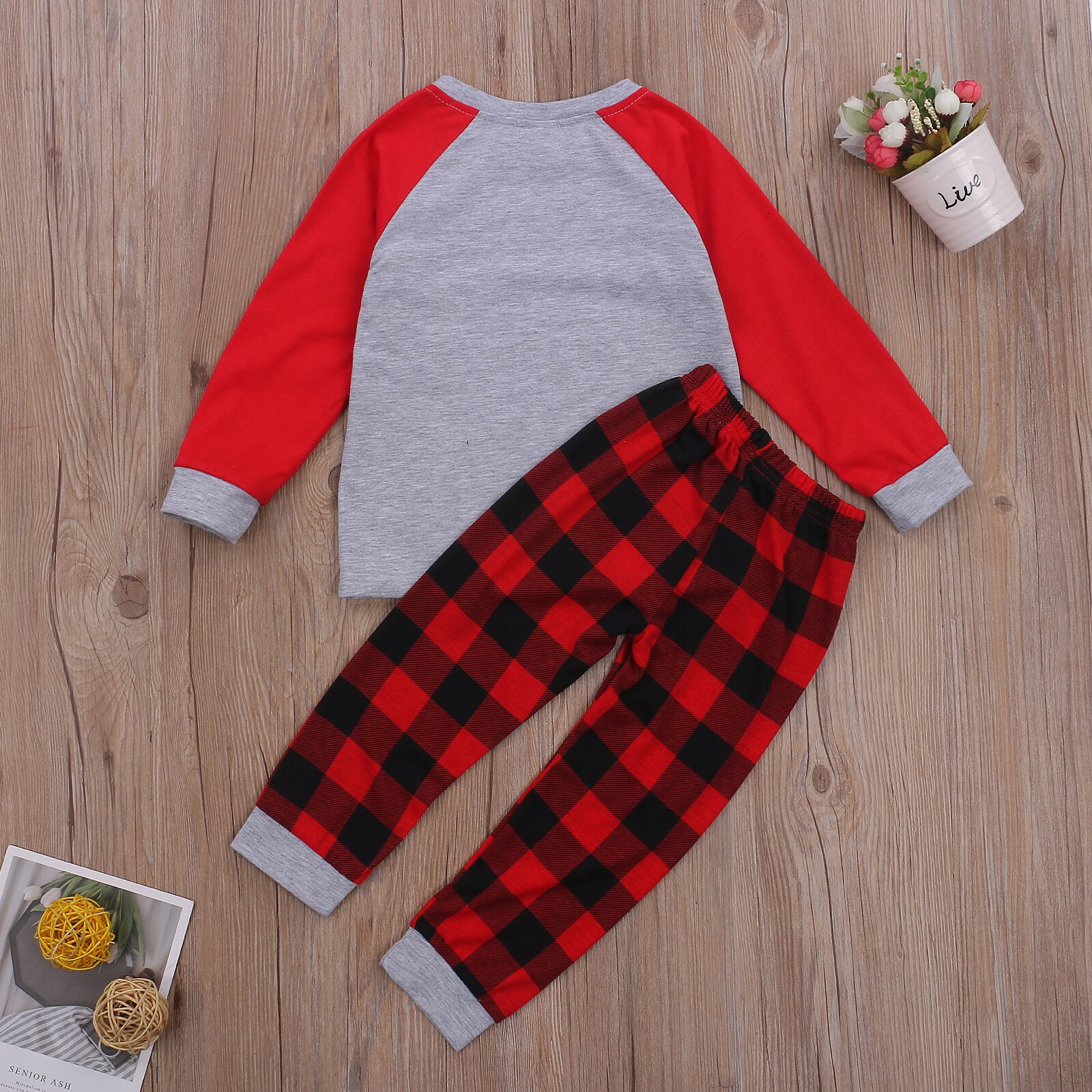 FOCUSNORM 1-7Y Kleinkind Baby Mädchen Jungen Schlafanzug einstellen Homewear Weihnachten Druck Langarm zur Seite fahren Spitzen Hosen 2 stücke