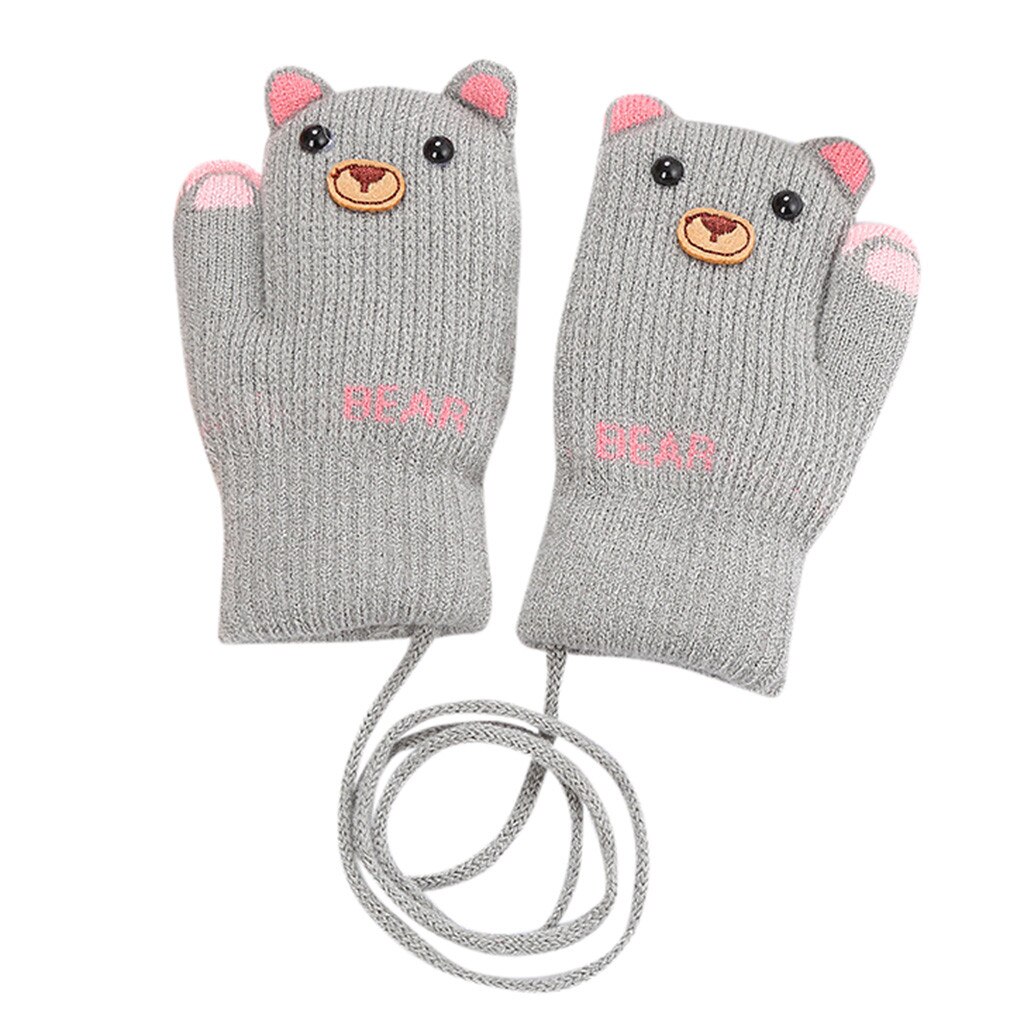 Kinderen Kids Jongens Meisjes Winter Leuke Cartoon Dier Warme Gebreide Handschoenen Handschoenen Kids Kinderen Jongens Meisjes Wanten: D