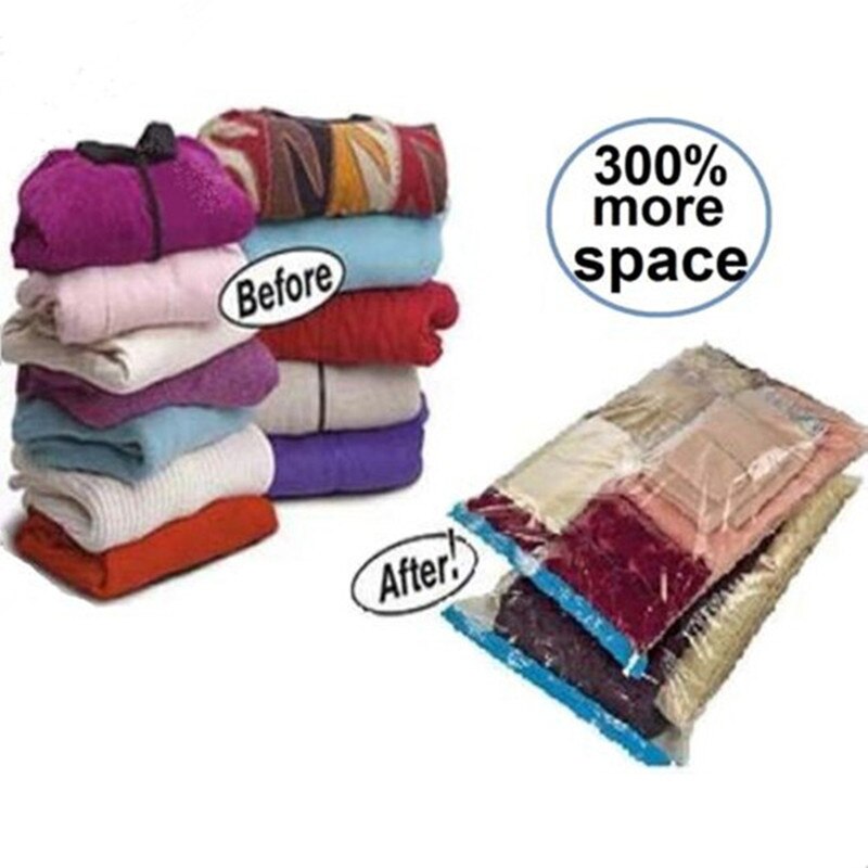 Bolsa de almacenamiento al vacío transparente, organizador hermético de plástico reutilizable para ropa comprimida, bolsas de sellado para ahorro de espacio, colchas y mantas