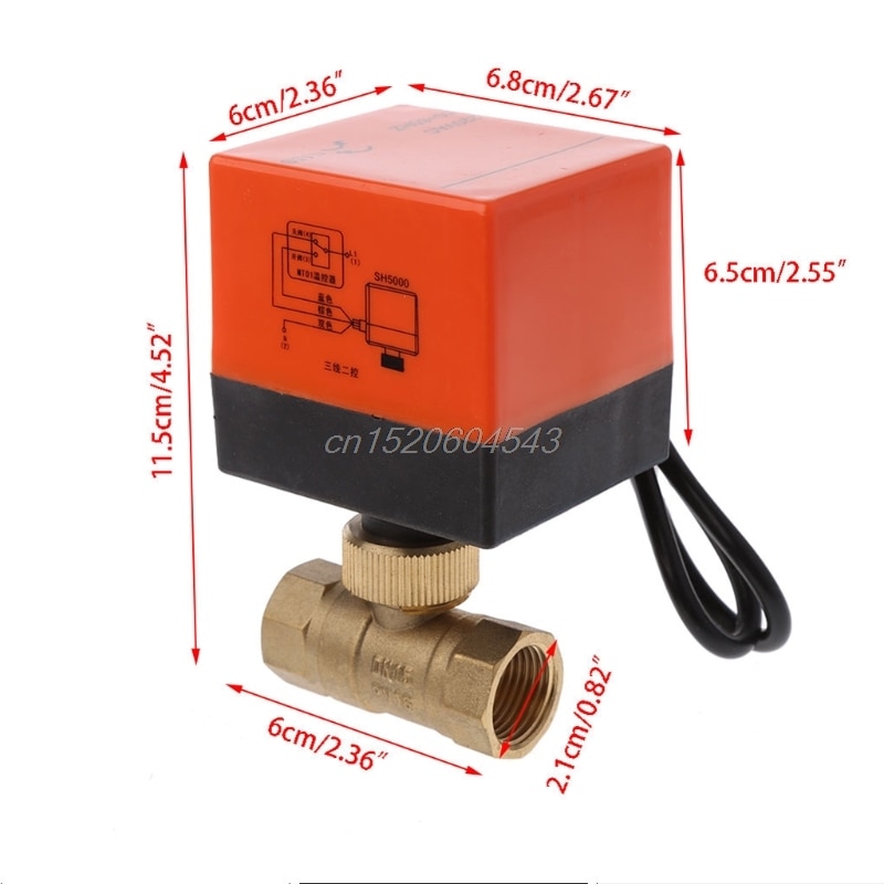 DN15/DN20/DN25 Electric Motorized Brass Ball Valve DN20 AC 220V 2 Way 3-Wire with Actuator R06 Whosale