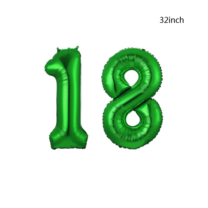 32 inch Green Number Foil Balloons 0 1 2 3 4 5 6 7 8 9 Helium Green Balloon Happy Birthday Party Wedding Decoration Supplies