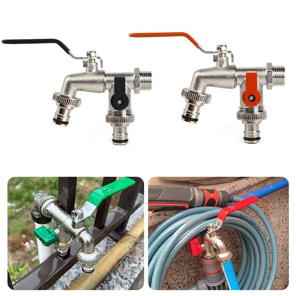 Joli de vanne d'arrosage de jardin à double tête, robinet d'évier en alliage fileté, accessoire de machine à laver