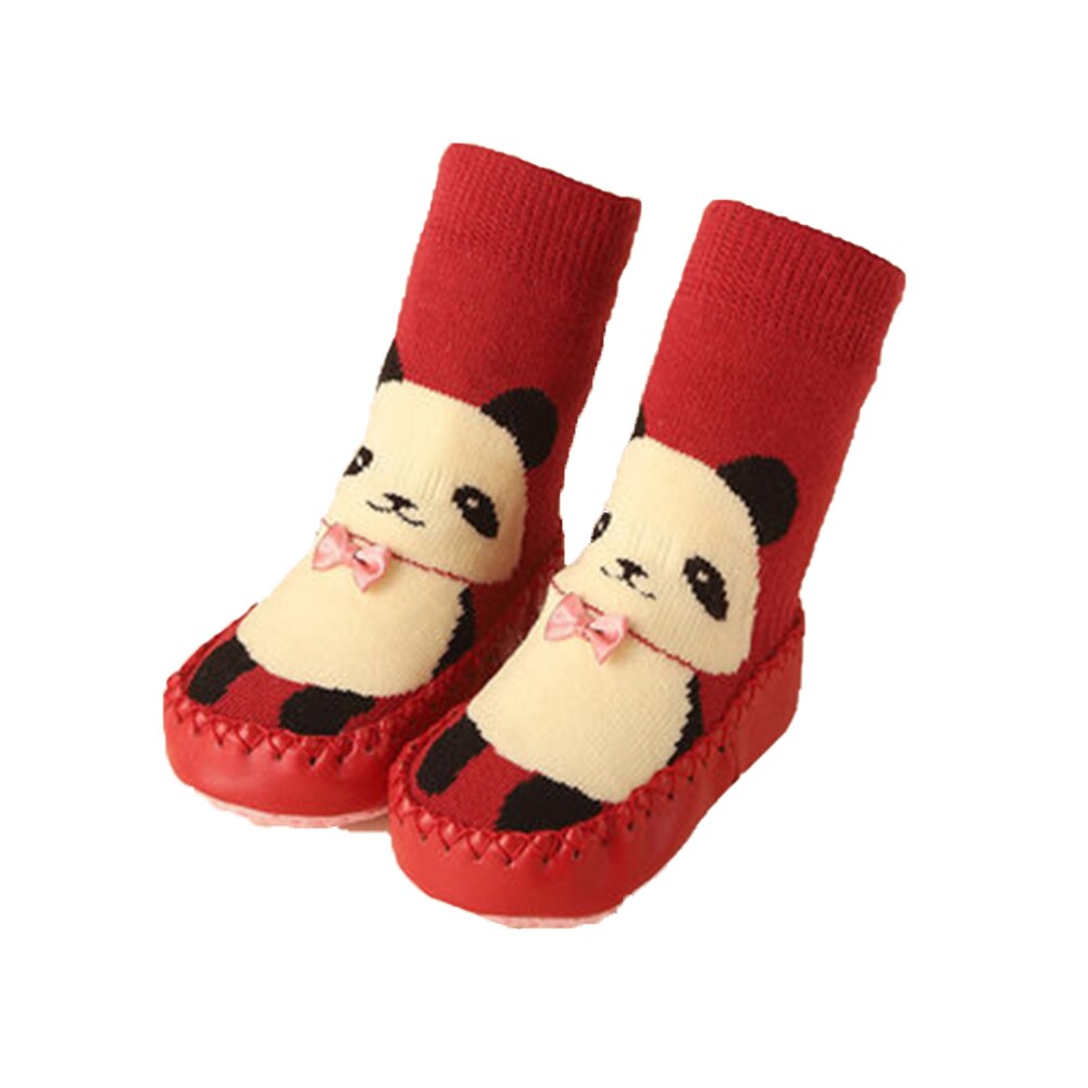Infantile bébé fille garçon enfant en bas âge anti-dérapant pantoufles chaussettes coton anti-dérapant berceau chaussures hiver chaussettes chaudes: Rouge / L