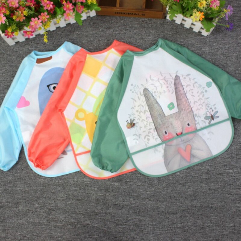 Cute Baby Bibs Waterproof Long Sleeve Apron Children Feeding Smock Bib Burp Clothes Soft Eat Toddler Baberos Bavoir