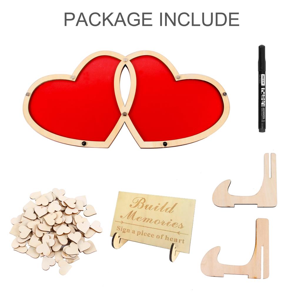 QIFU Wooden Guest Book Sign Love Romantic Wedding Guest Book Party Decoration Wedding Guestbook Wedding Book For The Guests