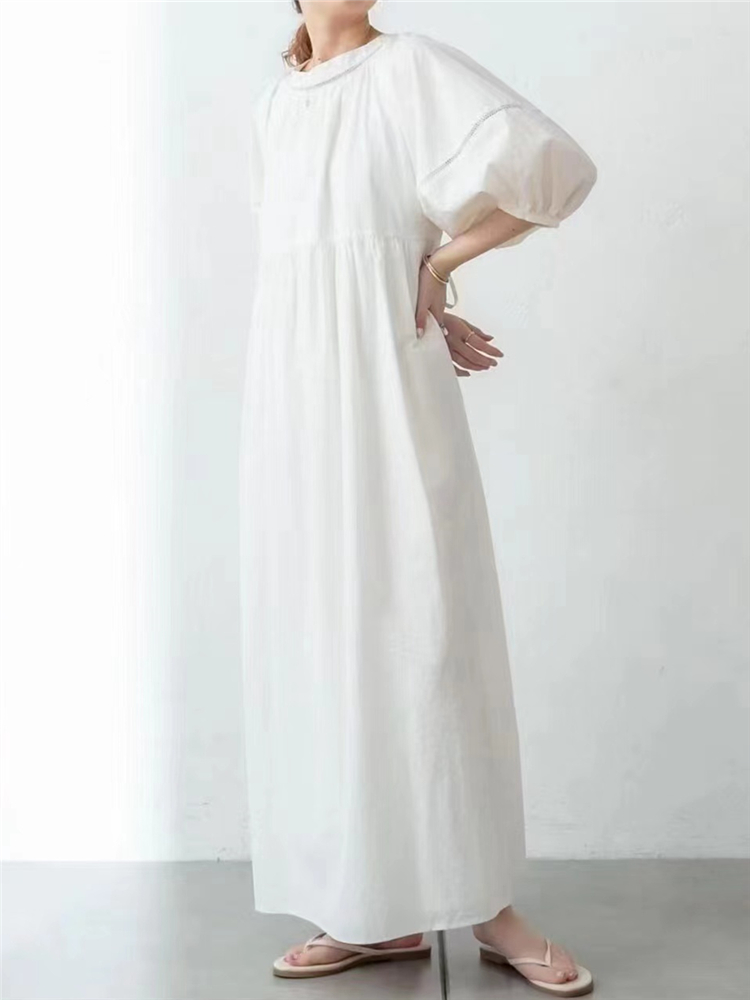 REALEFT 2023 nueva linterna manga camisas de mujer vestidos con cordones sólido Casual suelto recto vestidos largos mujer primavera otoño
