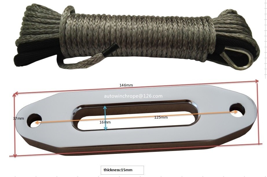 Grå 5mm*15m atv spil line add 4.8 " aluminium hawse failead, syntetisk reb, spil kabel