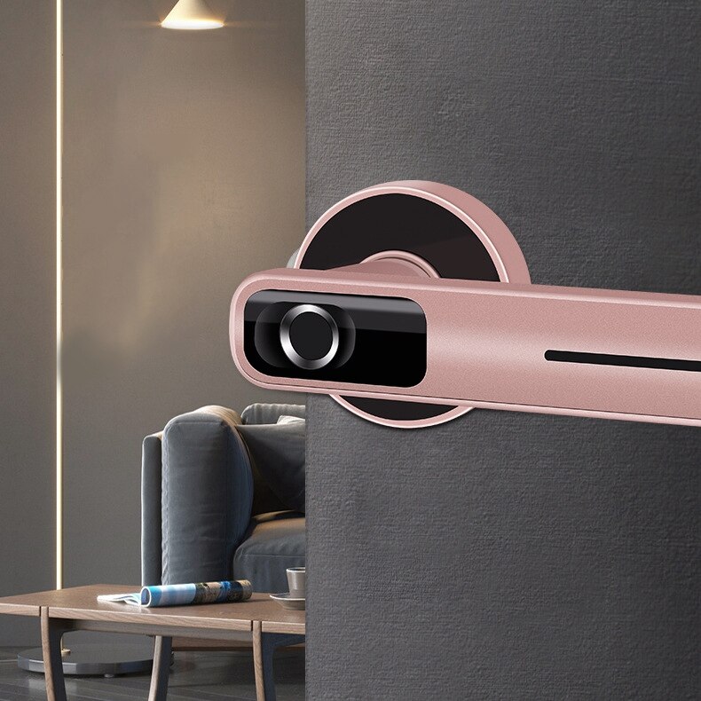 Fingerprint Door Lock Electric Fingerprint Lock with Mechanical Key for Indoor Home Access Control(Single Tongue Right)