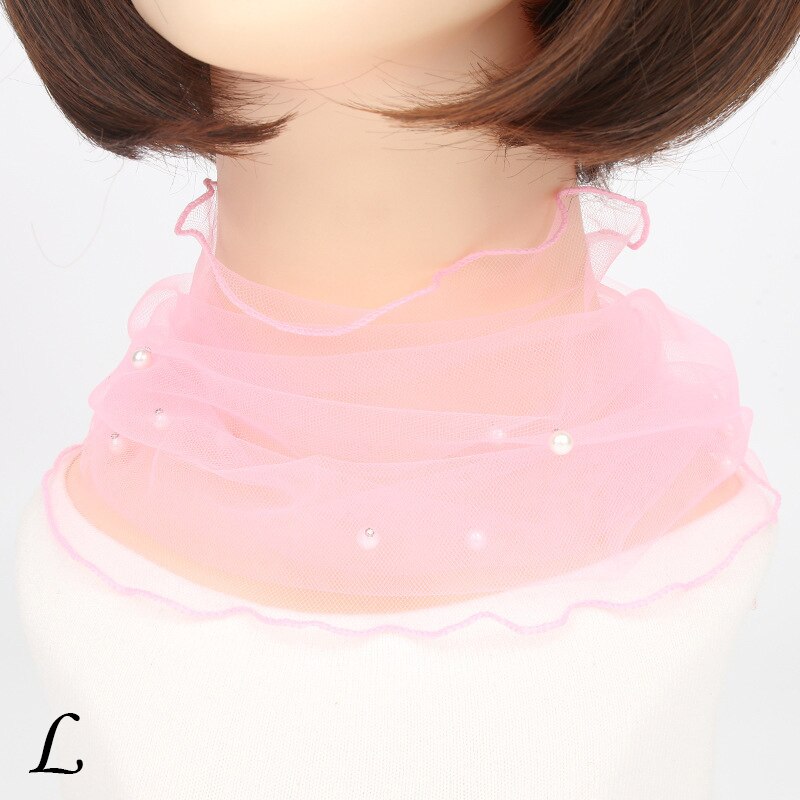 Bufanda de cuello de gasa para mujer, protector solar fino para la cabeza, variedad de pañuelos pequeños de seda Anti-UV, mascarilla multifunción, primavera y verano: L