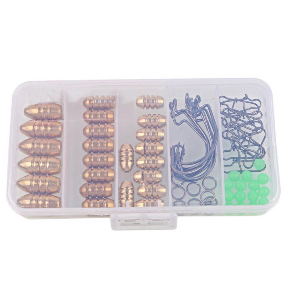 Tool Sinker Fishing Brass Sinkers Set Weights Jig Hook Swivel Ring Connector Tools with Box