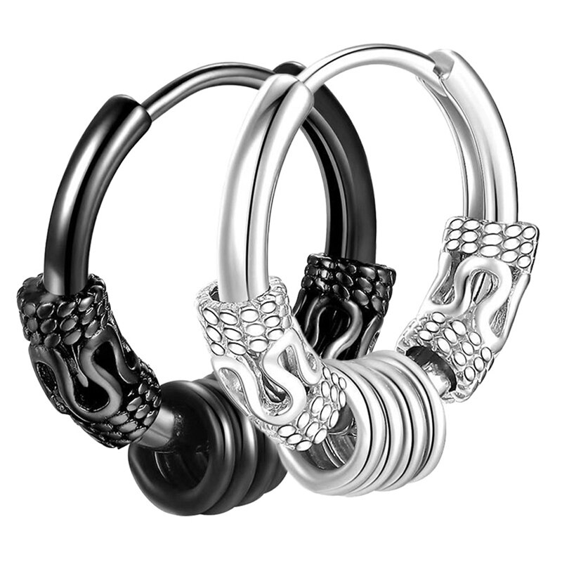 Pendientes Punk modernos de acero inoxidable estilo Hip Hop para hombre, pendientes redondos para hombre, Pendientes chapados en plata para