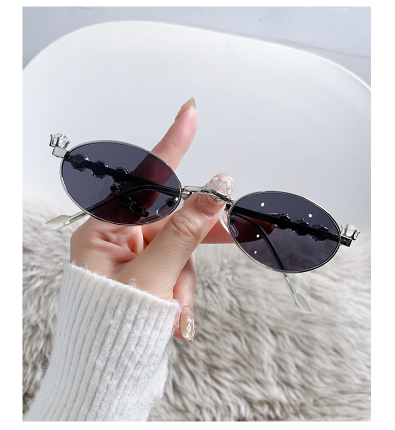 Óculos de sol diamante para mulheres, armação pequena, óculos de sol vintage, marca designer sunglass óculos strass, uv400, nova moda: CINZA
