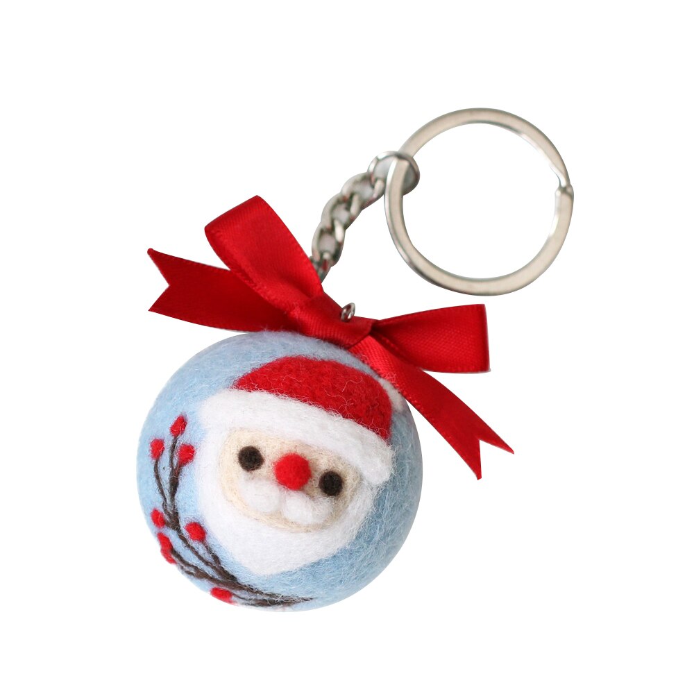 Hecho a mano Diy lana Kit de fieltro llavero Papá Noel serie Kit de fieltro decoración de Navidad Hangings muñeco de nieve alce fieltro bola artesanía: 02
