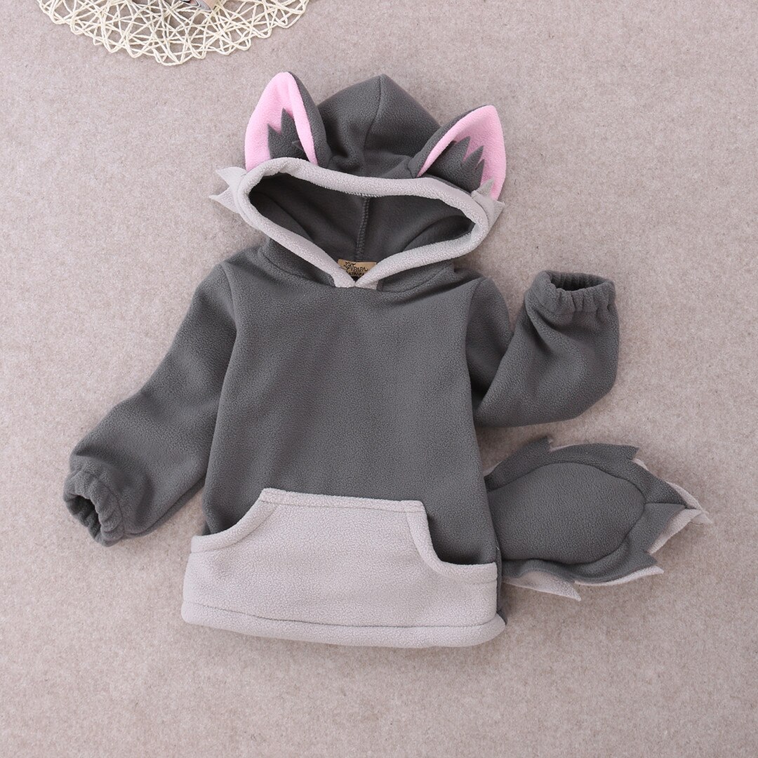 Kleinkind freundlicher Baby Jungen Mädchen Mäntel Nette Karikatur Ebene Schwänze Mantel Oberbekleidung Mit Kapuze Jacke 0-4Y