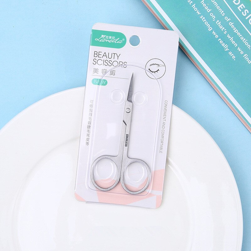Stainless Steel Makeup Scissors Eyebrow Scissor Eyelashes Nose Hair Trimmer Manicure Facial Trimming Tweezer Makeup Tool: C