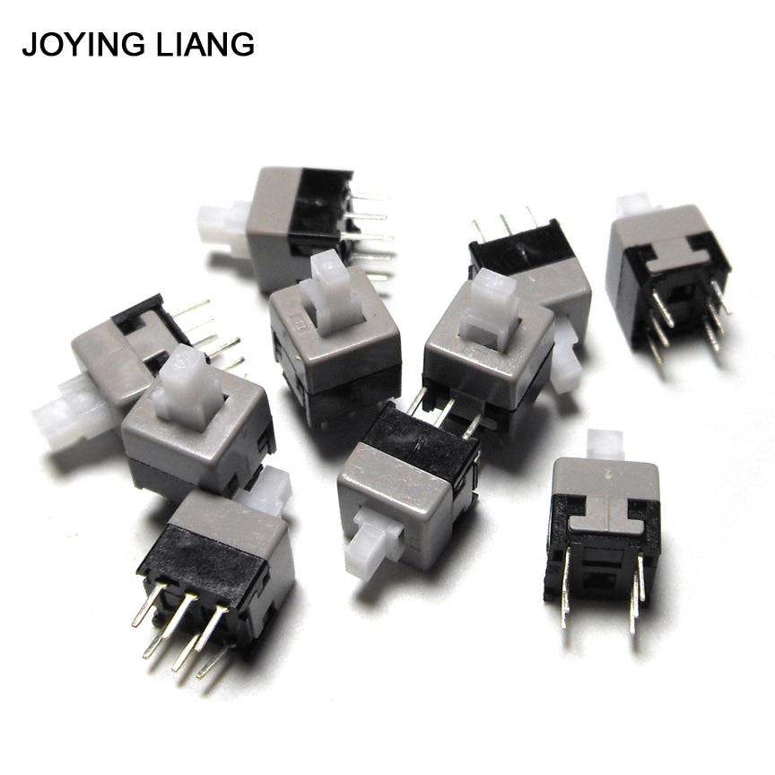 JOYING LIANG 8.5*8.5MM Self-locked Push Button Switch White Micro Square Tact Switch DIY Electronic Switch 0.5A 30V 8.5x8.5