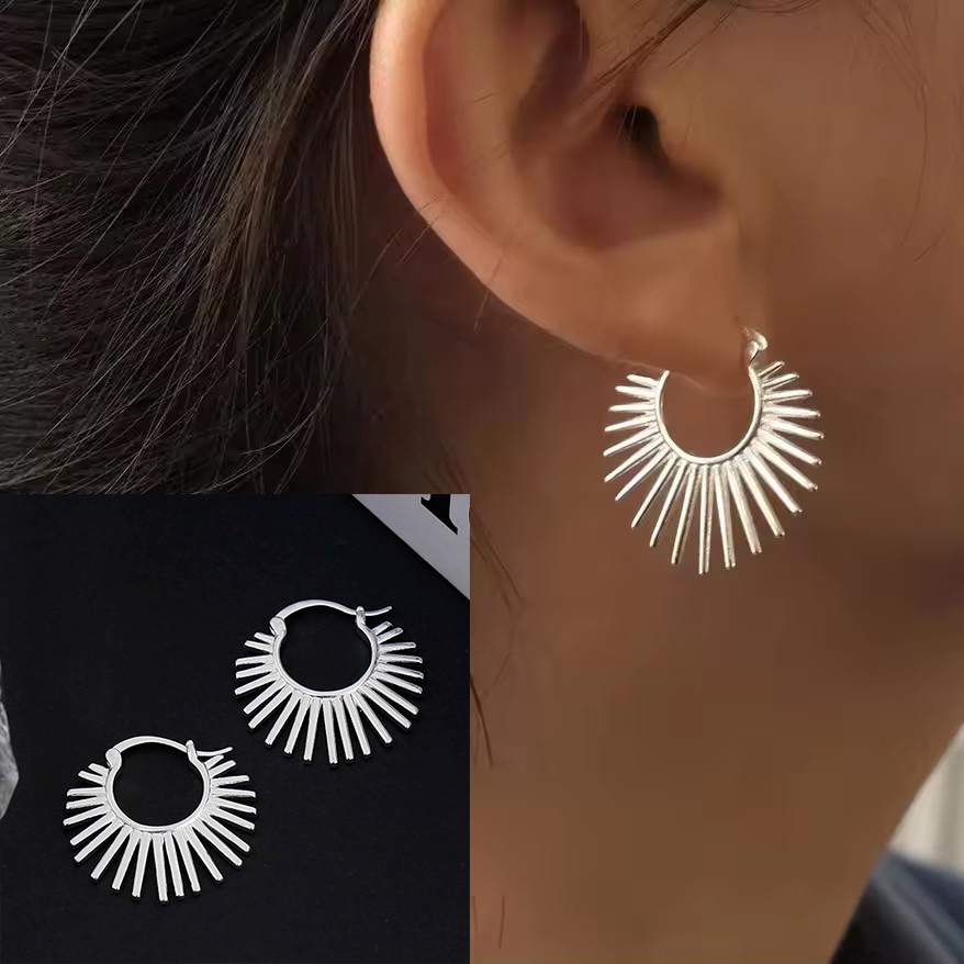 VENTFILLE-Boucles d'Oreilles Géométriques Incurvées en Argent Sterling 925, Bijoux en Forme de S, Bergame, Rétro, Unique, pour Femme et Fille, Directe: Bleu