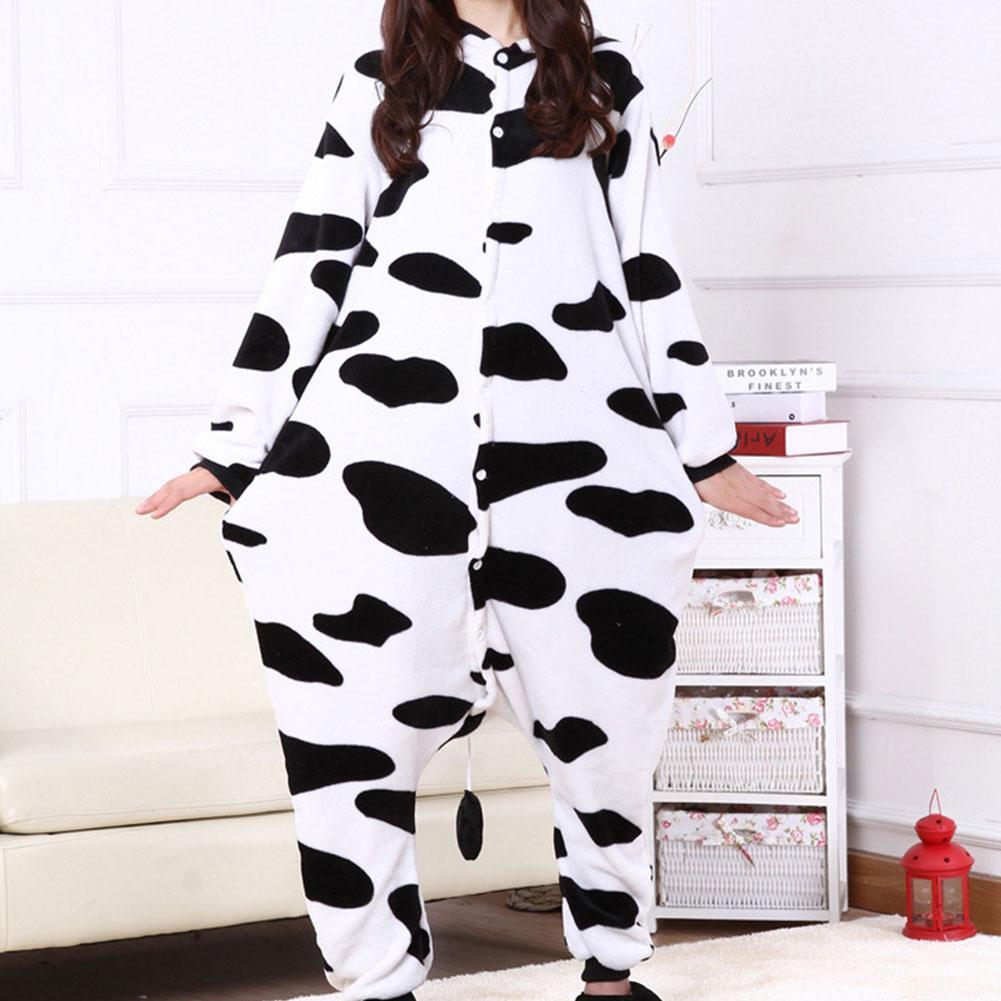 Animal One-piece Pajamas Cartoon Long Sleeves Adult Soft Flannel Funny Sleepwear Women Warm Onepiece Teenagers Jumpsuit O0A4