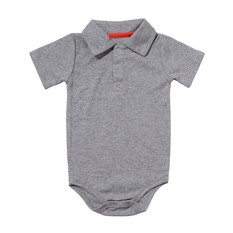 Zomer Baby Boy Kraag Korte Mouw Katoen Driehoek Romper Pasgeboren Baby Kleding: GRAY