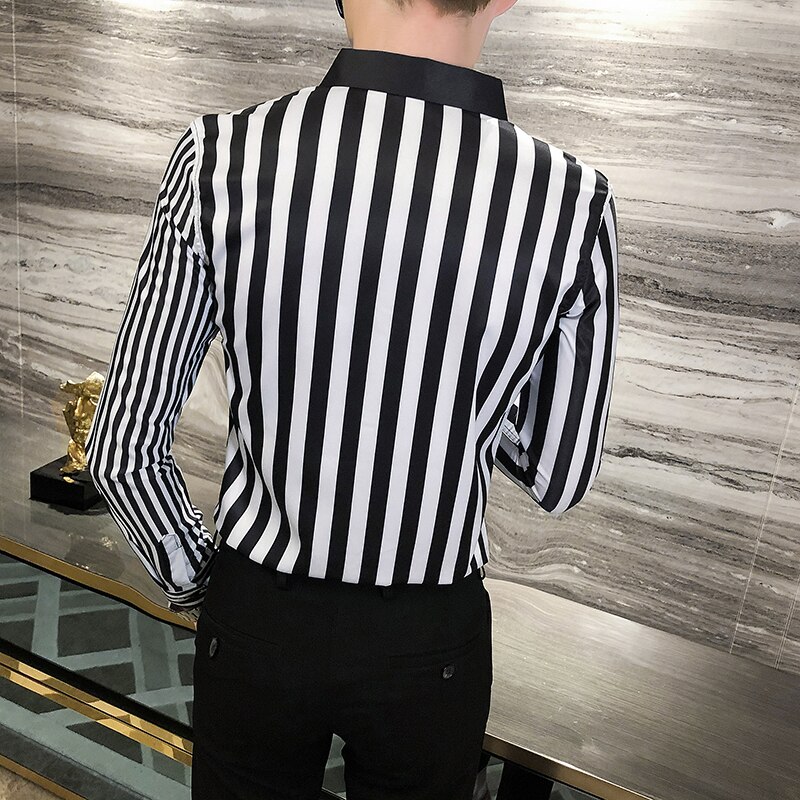 Gestreepte overhemden heren zakelijk overhemd heren casual slim fit overhemden camisa social masculina lange mouwen streetwear