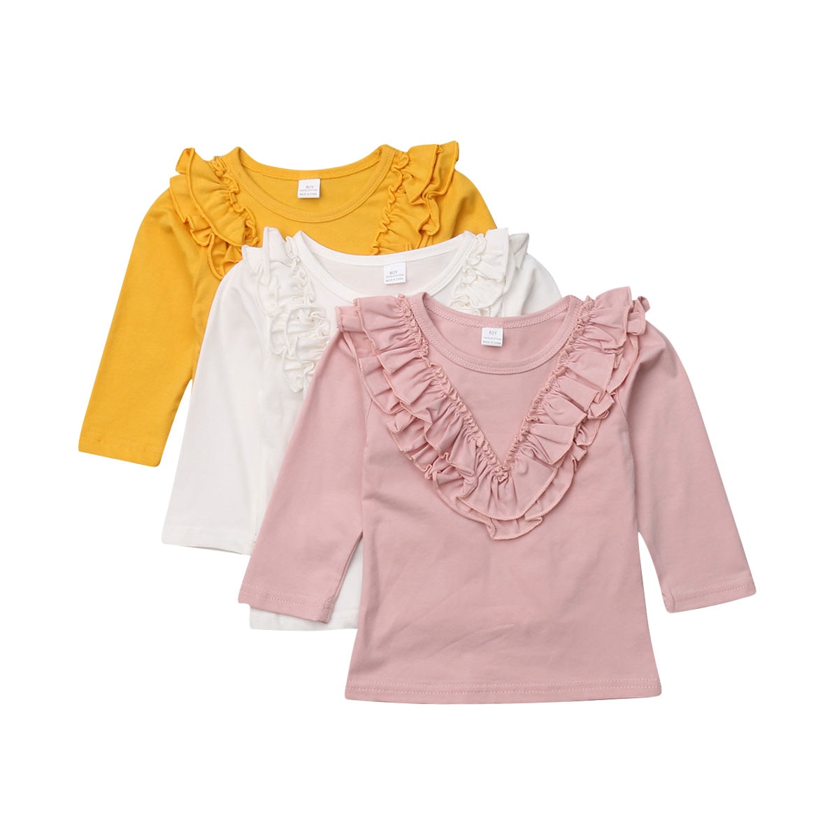 Brand Kids Baby Meisje Vintage Verstoorde Kraag Katoen Lange Mouwen Tops T-shirt Mooie Baby Kleding