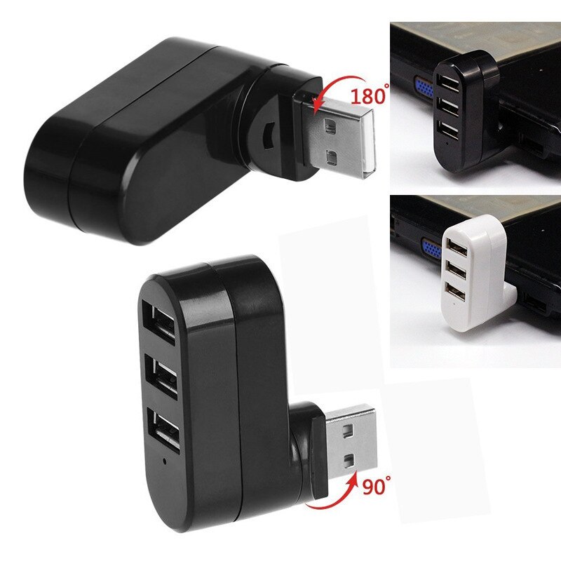 1PC USB 2.0 Three-port Hub 7-character Rotating HUB Three-port Multi-function Extender USB Three-port Splitter For Computer