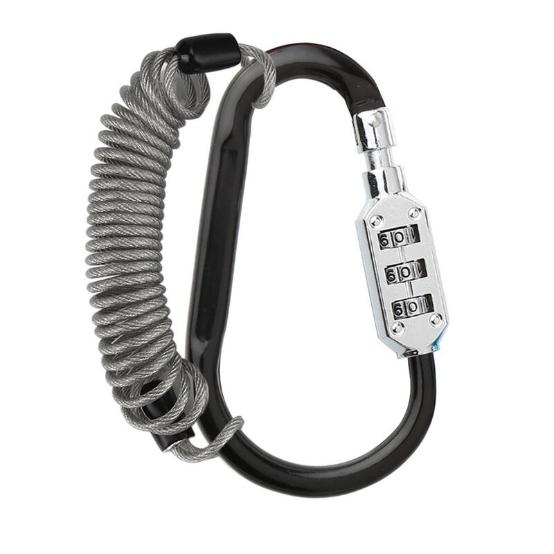 Motorcycle Helmet Lock With Steel Wire Cable Tough Combination PIN Lock Carabiner Fix For Motorcycle Bicycle Electric: G346159A
