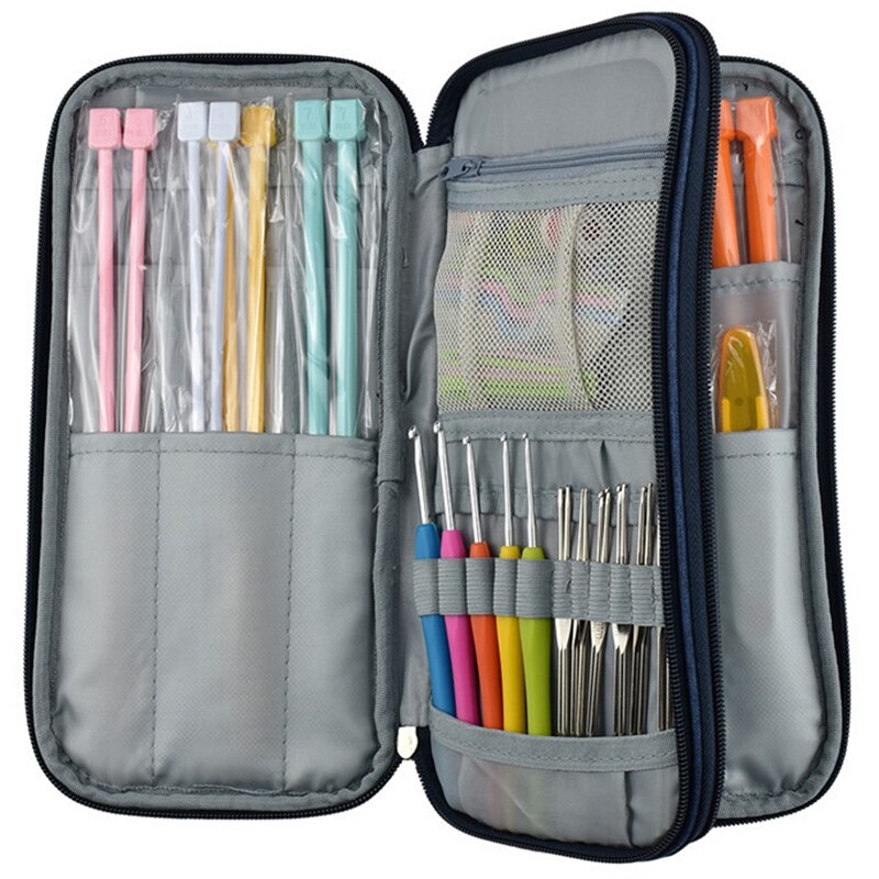Empty Pouch Storage Bag For Crochet Hook And Knitting Needles Scissors Ruler Big Capacity Organizer Storage Bag For Sewing Tools
