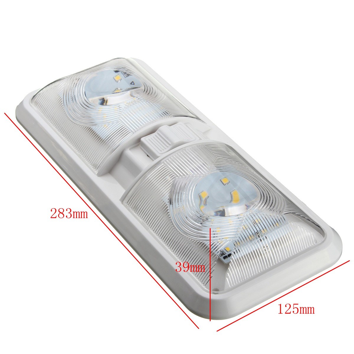 Double Dome Light 12V 48 LED Interior Roof Ceiling Reading For RV Boat For Camper Trailer Plastic 1PC White