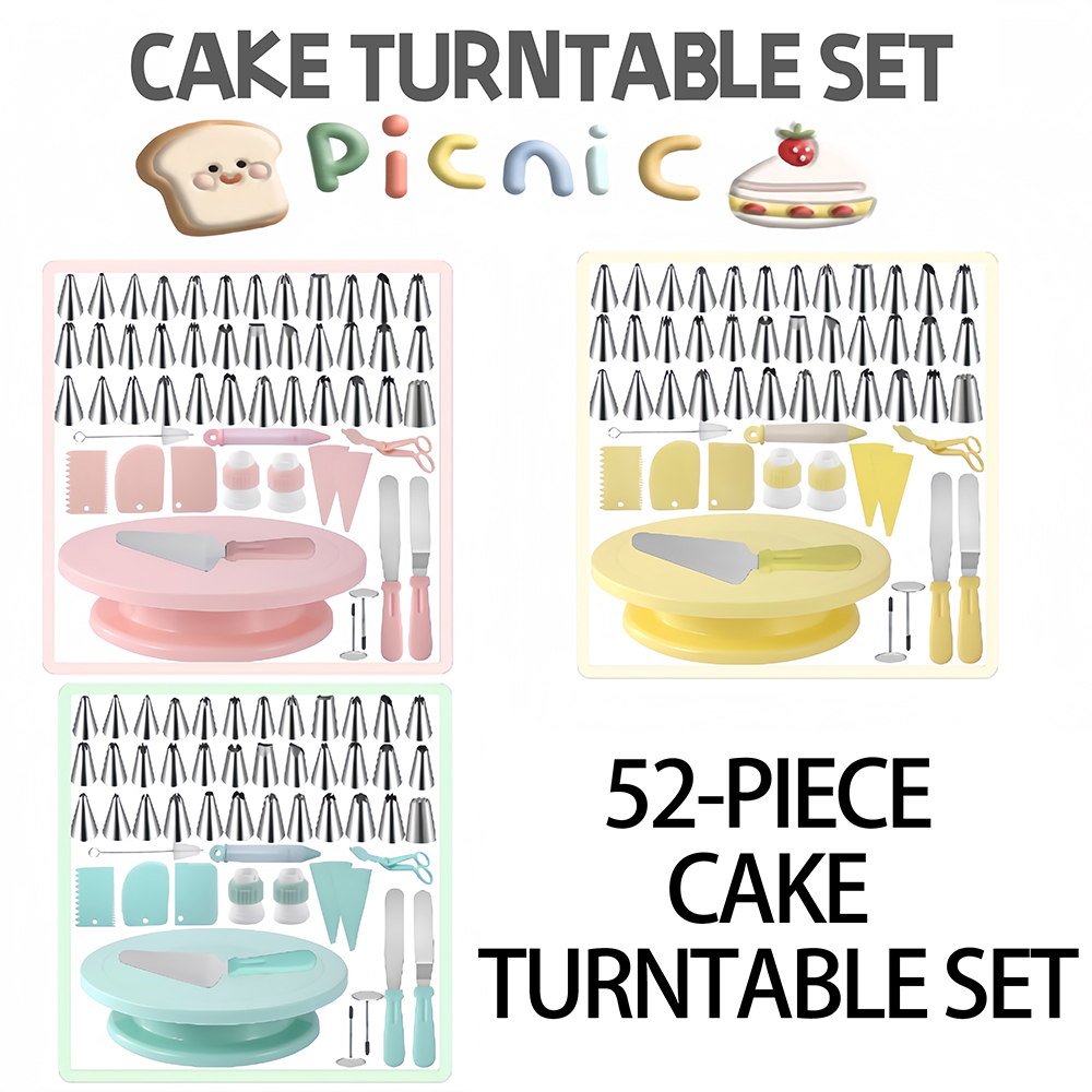 52Stck Kuchen Dekorieren Werkzeuge Bausatz Gebäck Plattenspieler Bausatz Rohrleitungen Düse Spritzbeutel einstellen Rotierenden Ständer Backen Werkzeuge Zubehör Bak