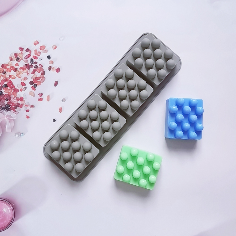 Molde de jabón de masaje con 4 agujeros, moldes cuadrados de silicona para hacer jabón, molde de barra de loción antiadherente hecho a mano, artesanía de aromaterapia DIY