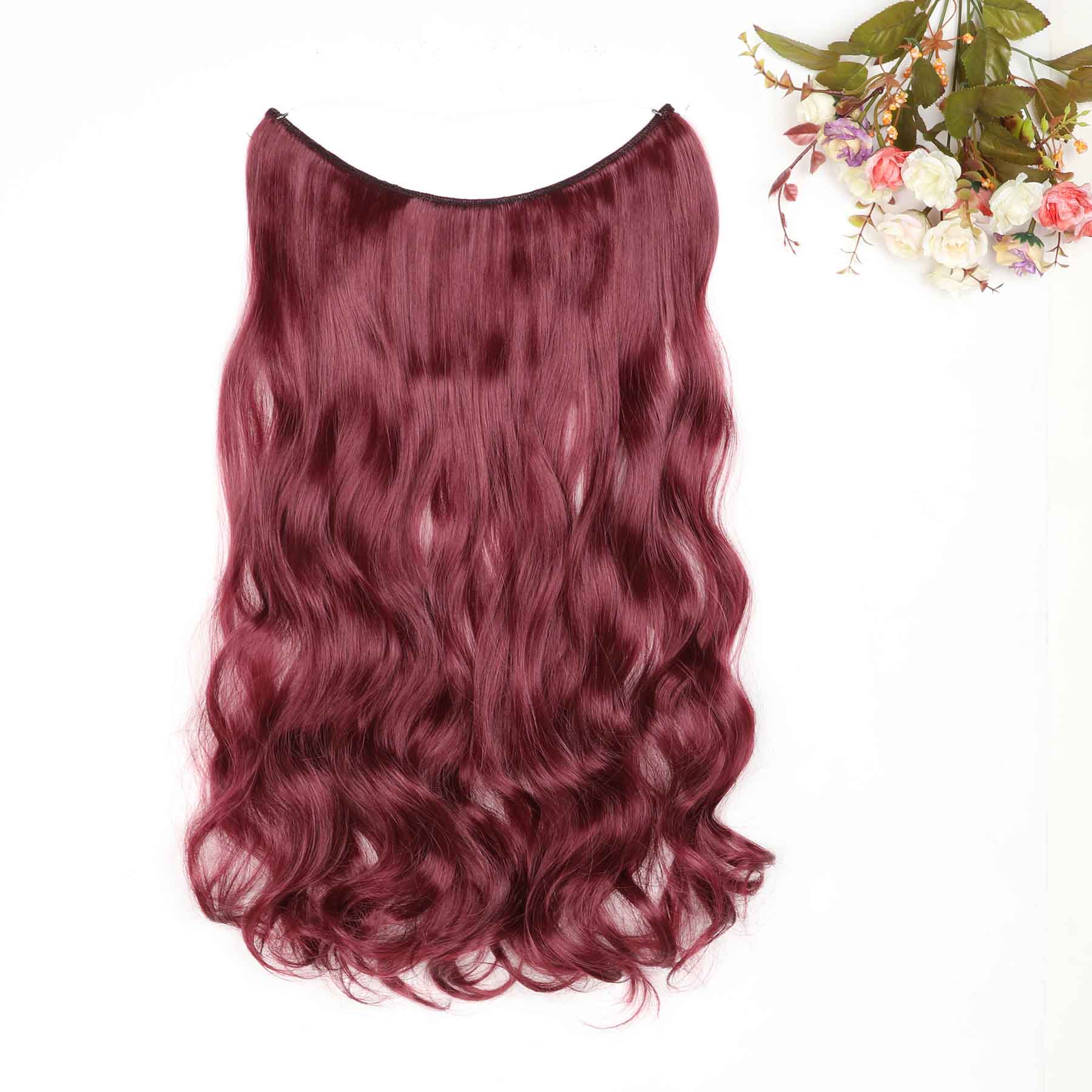 24 pouces vague Halo Extensions de cheveux Invisible Ombre Bayalage synthétique naturel secousse caché Secret fil couronne gris rose: # 35