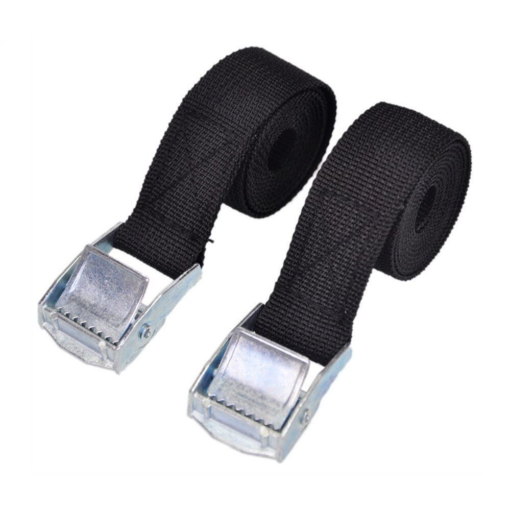Corde de Tension multifonctionnelle avec boucle, sangle d'arrimage à cliquet robuste, en alliage de Zinc, pour vélo, camion, bagages, voiture, Cargo, 2 pièces: Black 1m