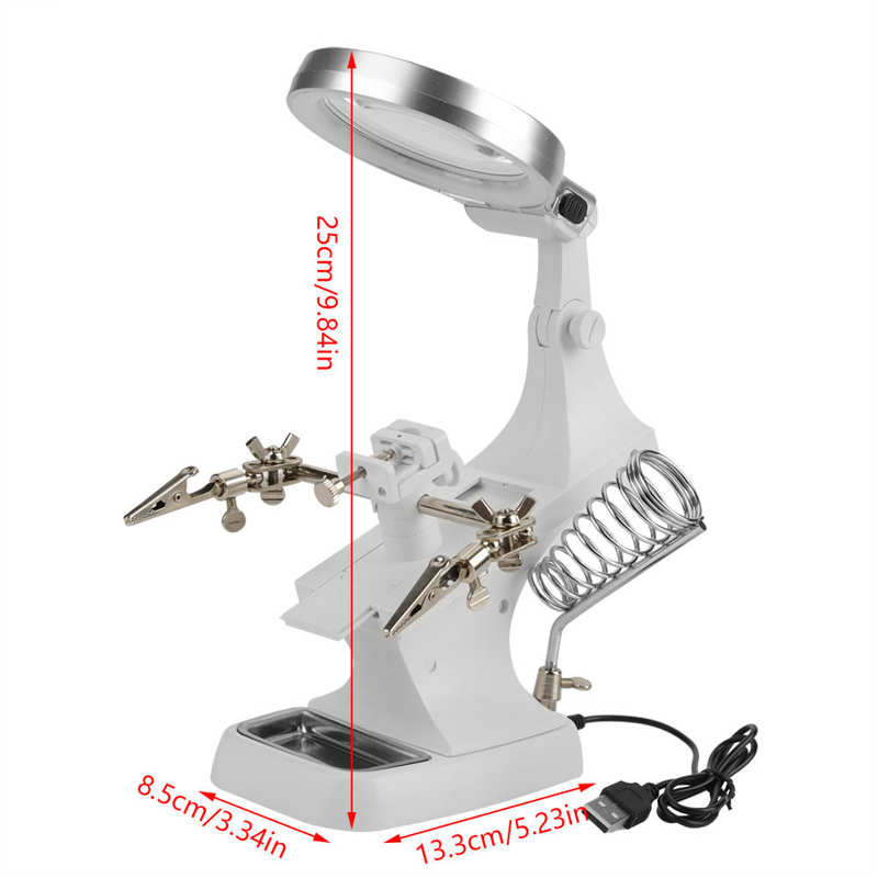 Cosmetic lamp Repair Magnifier With Led Light Tabletop Magnifying Glass Clamp Stand Soldering Weld Holder