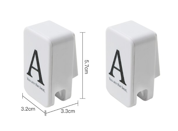 2pcs Letter Seamless Adhesive Wall Mounted Towel Clip Strong Bearing Stick Hook Kitchen Hanger Bathroom Kitchen supplies Hooks: white