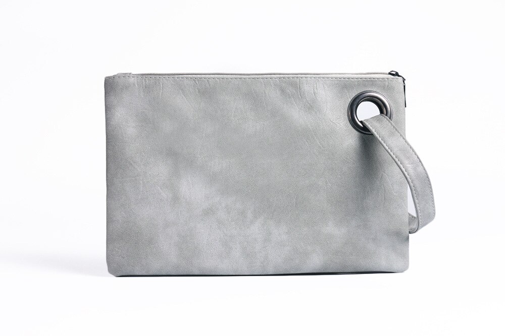 Clutch Bag Eenvoudige Retro Dame Handtas Mode Grote Capaciteit Clutch Rits Envelop Tas: Light Grey