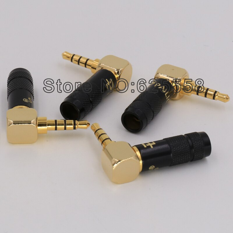 Pailiccs-conector macho de Audio con forma de L, adaptador para cable de auriculares HIFI, soldadura de 4 polos, 3,5mm, negro, 90 grados, 2 uds.