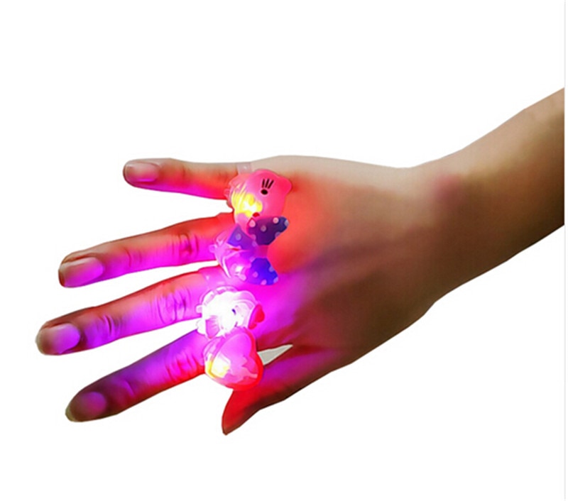 10pcs/lot Kids Cartoon LED Flashing Light Up Glowing Finger Rings Electronic Christmas Halloween Fun Toys for Children